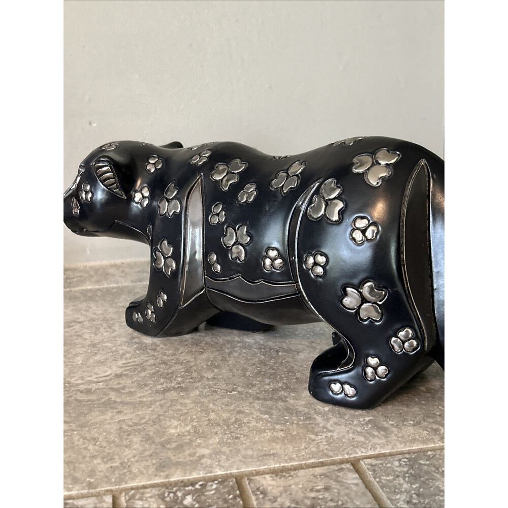 Artesania Rinconada Black Silver Large Crouching Panther Sculpture 11"x5" Signed - Picture 8 of 13